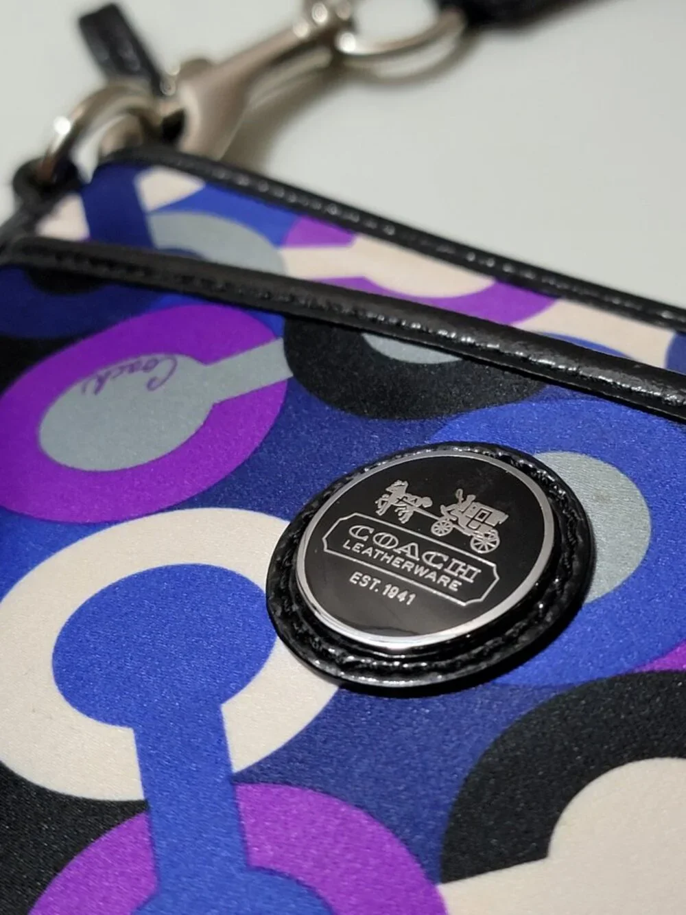 Coach Swingpack Crossbody Bag Op Art Scarf Print Blue Purple 43381 Multicolor